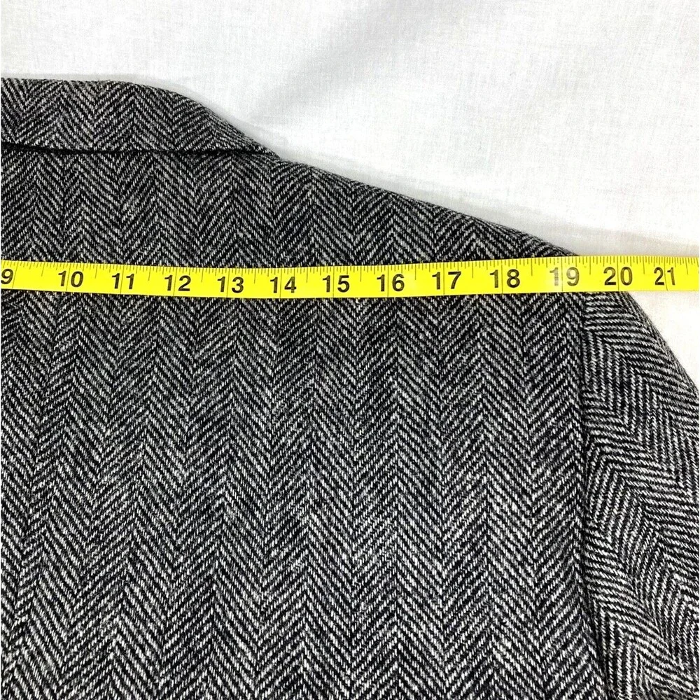 Barrington Vtg Tweed Wool Sport Coat Herringbone Gray Black 40 42 Men Preppy 70s